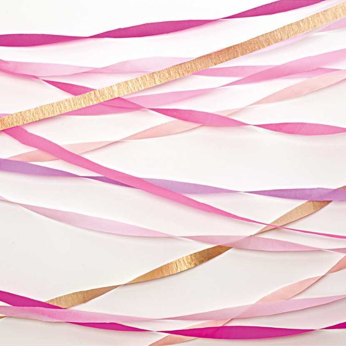 Streamers crepe pink & gold mix 4x10m