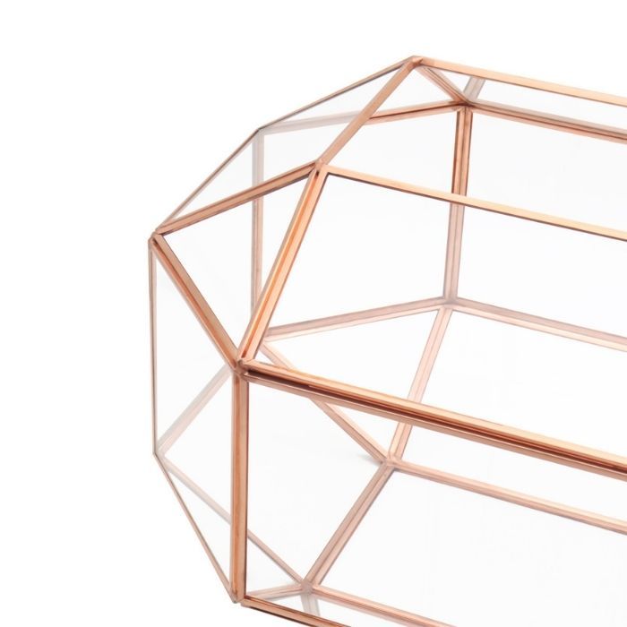 Glazen enveloppendoos geometrisch roségoud