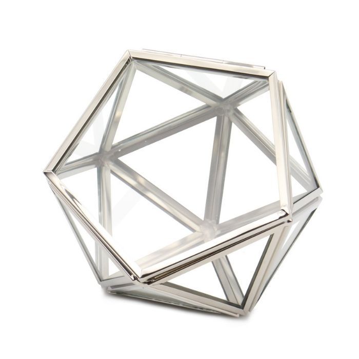 Glazen ringdoosje geometrisch zilver