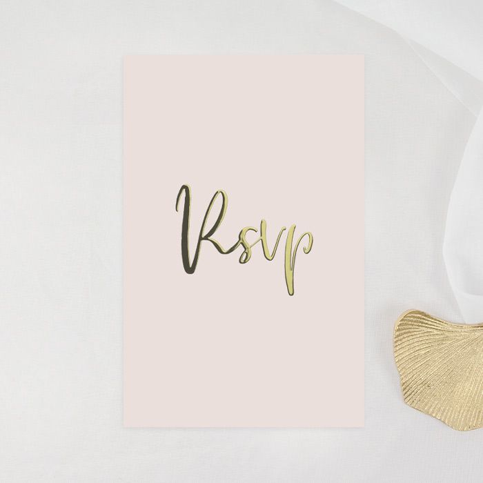 Folie RSVP kaart pastel wedding roze staand enkel