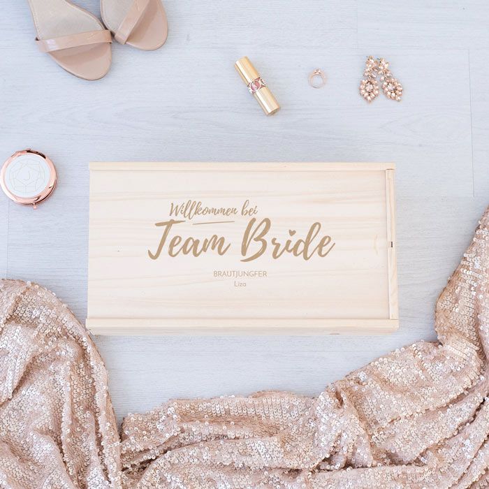 Team bride box hout gepersonaliseerd