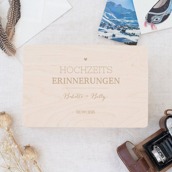 Houten wedding memorybox lovely lettertypes