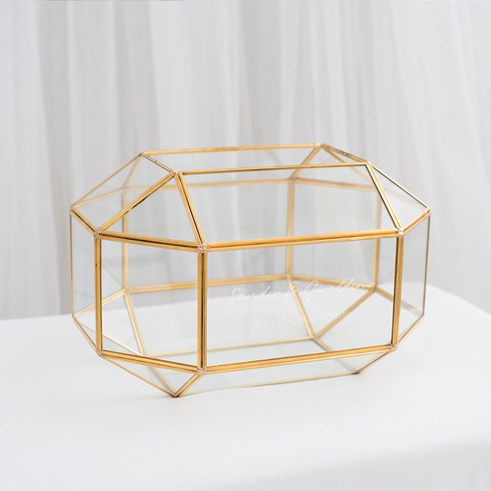 Glazen enveloppendoos geometrisch met namen chique