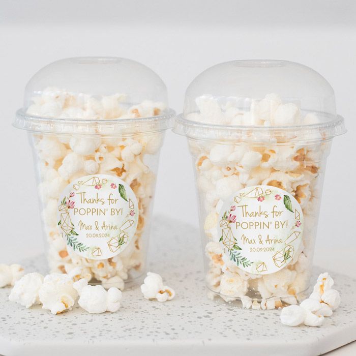 Popcorn beker geometric floral trouwbedankje