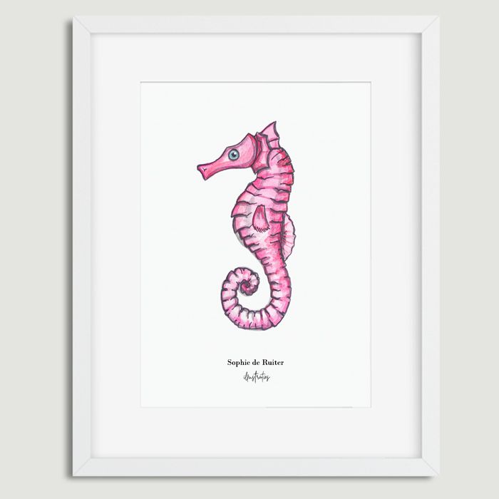 Aquarel illustratie zeepaardje door Sophie de Ruiter
