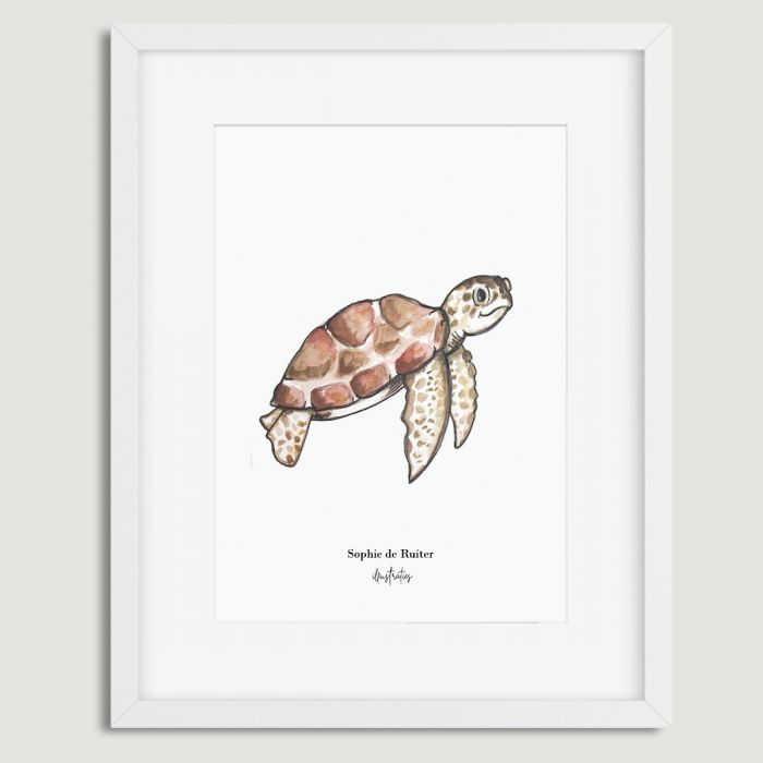 Aquarel illustratie schildpad door Sophie de Ruiter