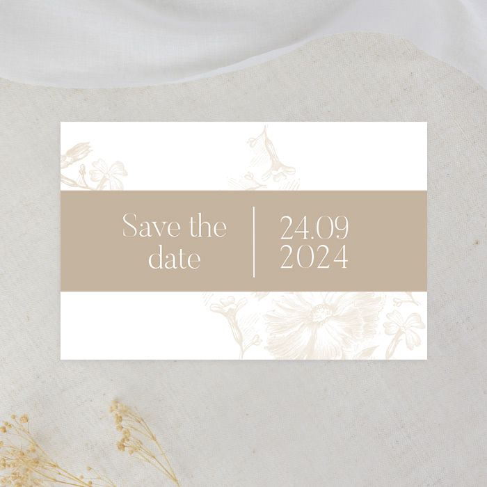 Save the date kaart lovely beige