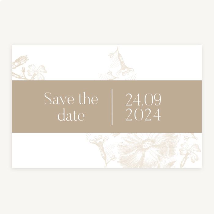 Save the date kaart lovely beige