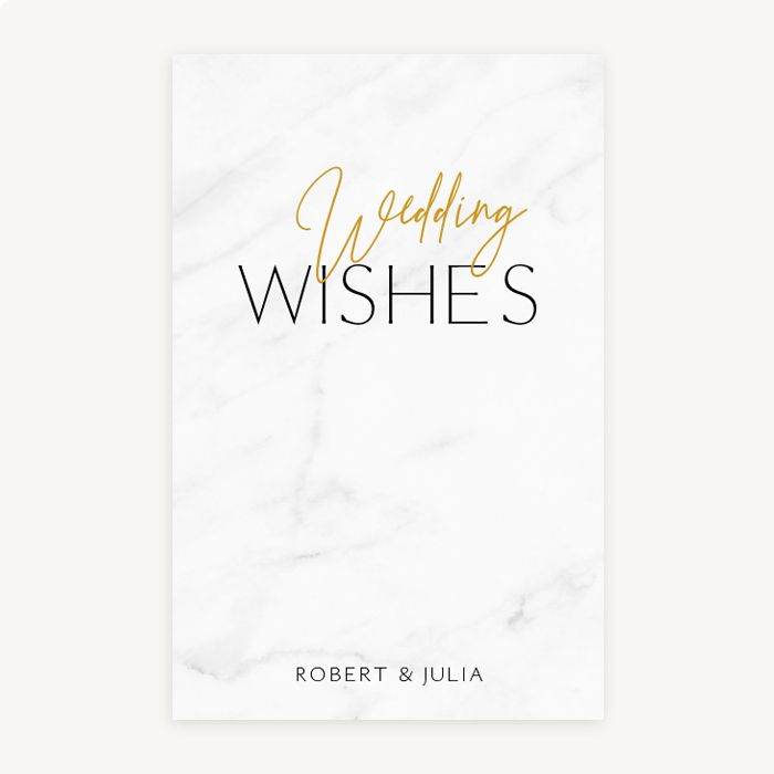 Marble chique gold wedding wishes kaart staand enkel