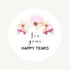 Etiket rond 35mm Happy Tears waterverf bloemen