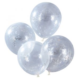 Confetti ballonnen glitter zilver (5st) Silver Christmas