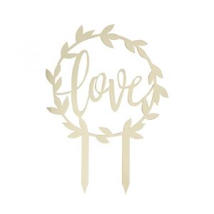 Acryl taarttopper Love Gold Wedding Ginger Ray