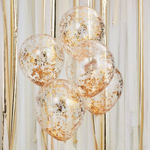 Confetti ballonnen goud Mix It Up (5st) Ginger Ray
