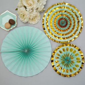 Paper fans (3st) Colour Block Marble Mint 
