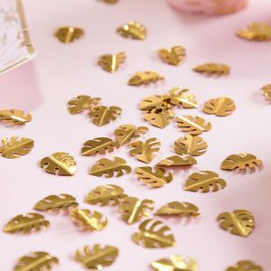 Tafelconfetti metallic blaadjes goud