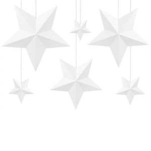 Decoratie sterren wit (6st)
