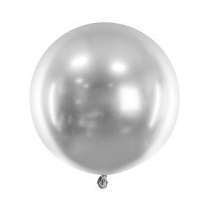 Mega ballon Glossy zilver (60cm)