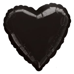 Folieballon hart zwart (43cm)