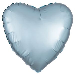 Folieballon Satin Luxe hart pastel blauw (43cm)