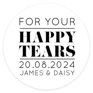 Etiket rond 35mm happy tears Modern paper