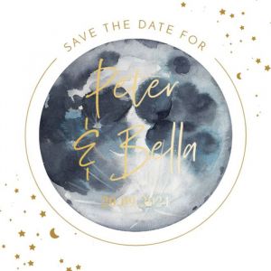 Folie save the date kaart to the moon vierkant enkel 
