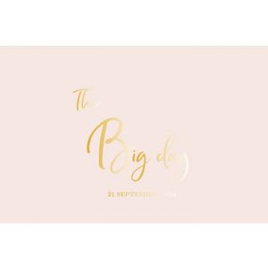 Folie programma kaart pastel wedding roze liggend