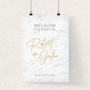 Poster welkom marble chique gold