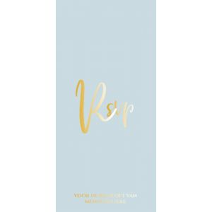 Folie RSVP kaart pastel wedding blauw panorama staand enkel