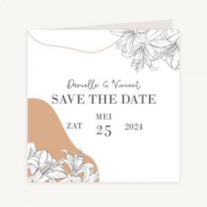 Lily romance save the date kaart vierkant dubbel