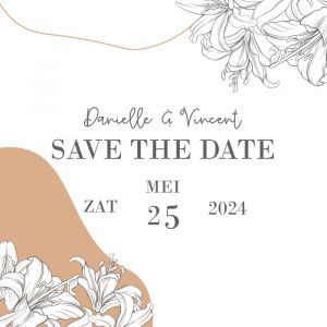 Lily romance save the date kaart vierkant dubbel