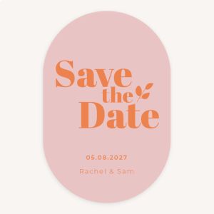 Save the date kaart ovaal pink orange