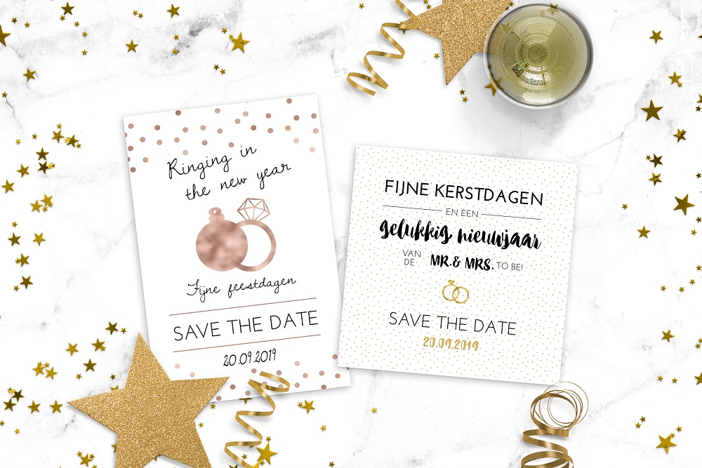 Stuur dit jaar Kerst Save The Date kaarten, weddingdeco.nl